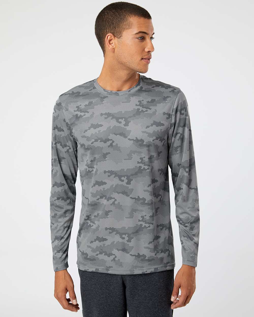 217 UNISEX POMPANO PERFORMANCE CAMO LONG SLEEVE SHIRT-MEDIUM GREY