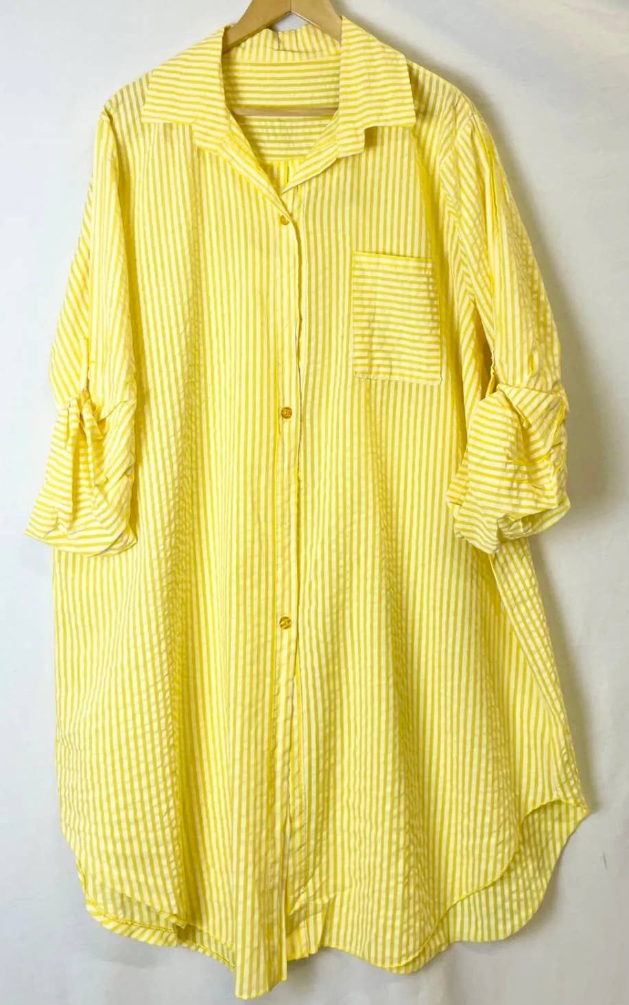 780 ITALIAN STRIPED COTTON OVERSIZED SHIRT DRESS COVER UP
