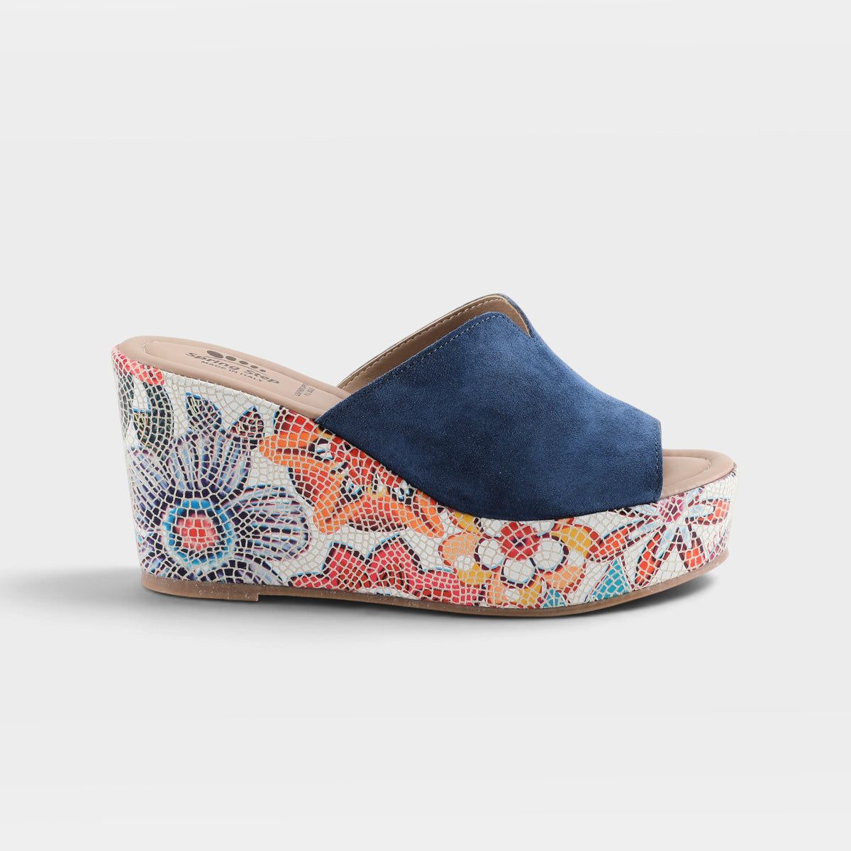 Spring Step Laylani Italian Suede Wedge Slide Sandals | Blue Suede