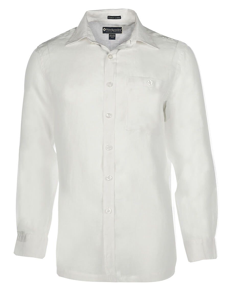 M03102L PAVILION L/S LINEN SHIRT-WHITE