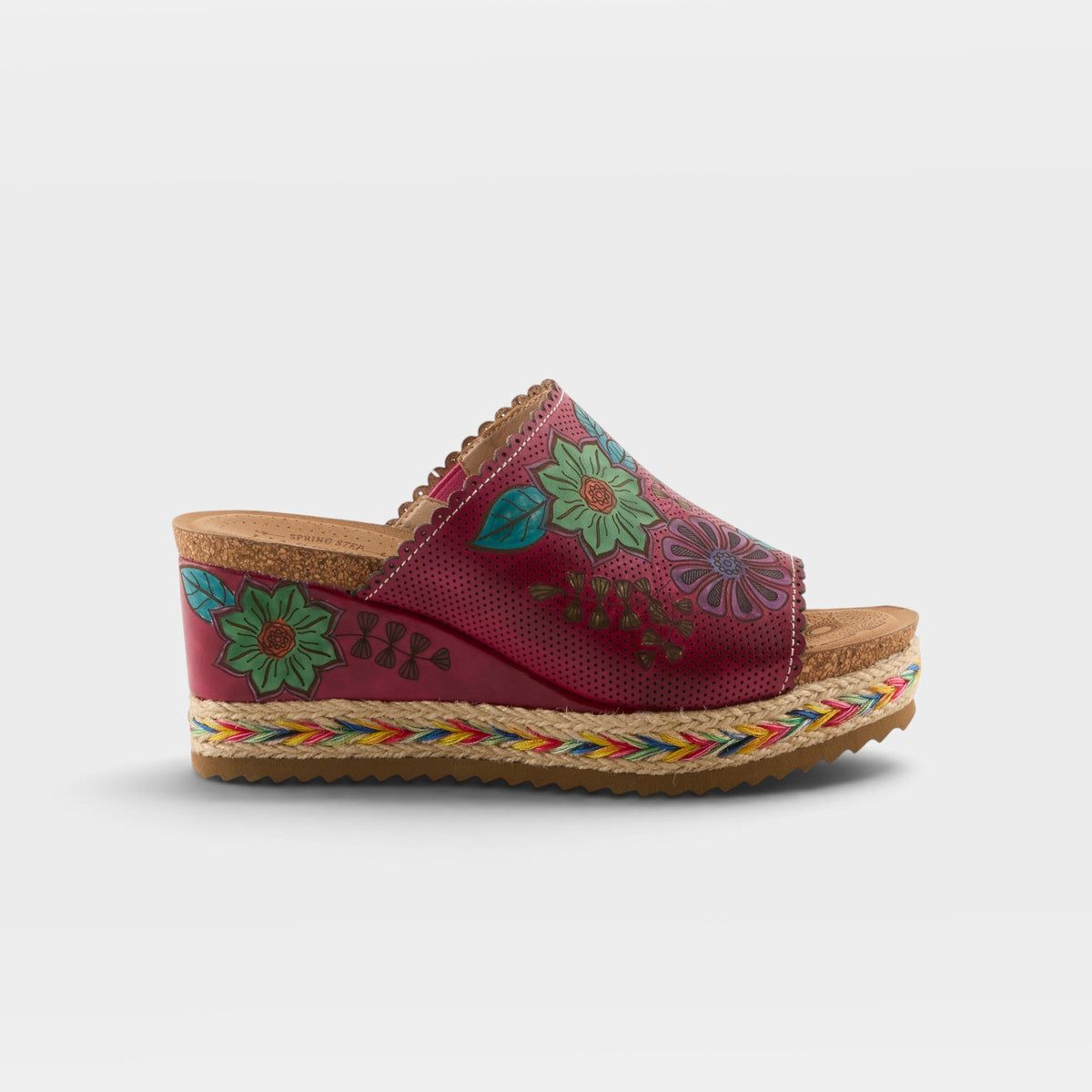 L'Artiste Delray Beach Hand-Painted Leather Wedge Sandals | Fuchsia