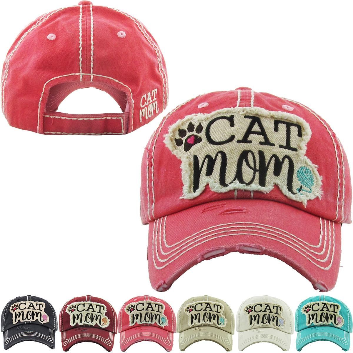 KBV1260 "CAT MOM" VINTAGE BASEBALL CAP