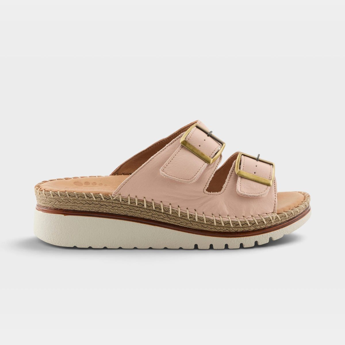 MINISIA LEATHER BUCKLE DETAIL SLIDE SHOE