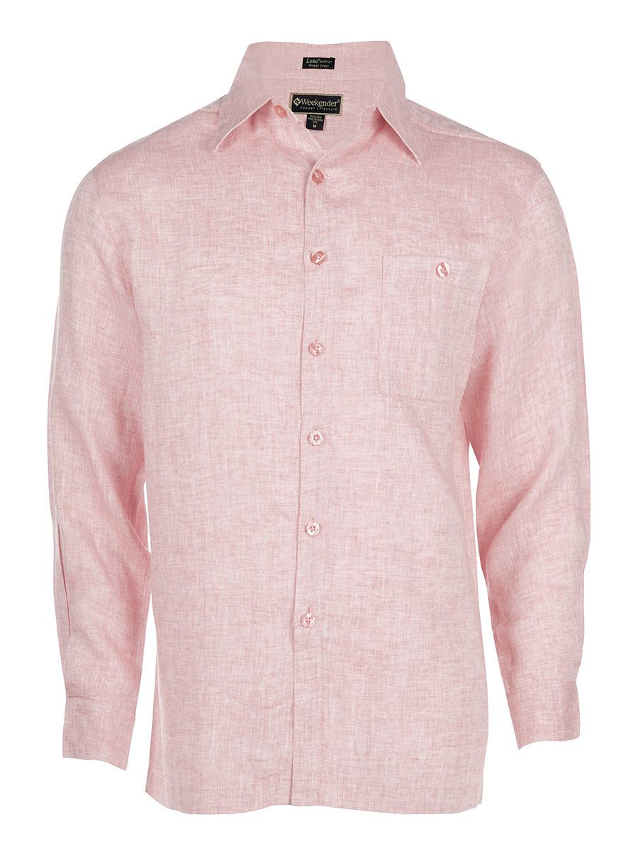 M03102L PAVILION L/S LINEN SHIRT-PINK ISLE