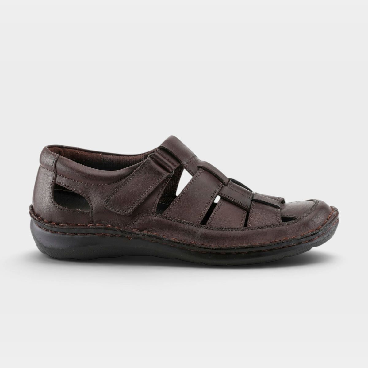 Spring Step Men's Aspeno Closed-Back Leather Sandals | Dark Brown