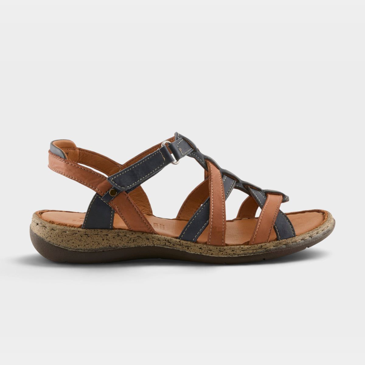 Spring Step Nyxelle Woven Multi-Strap Leather Sandals | Navy Multi