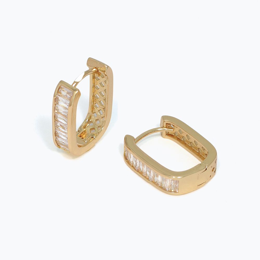 EARRINGS - CLEAR CZ HOOPS IN GOLD