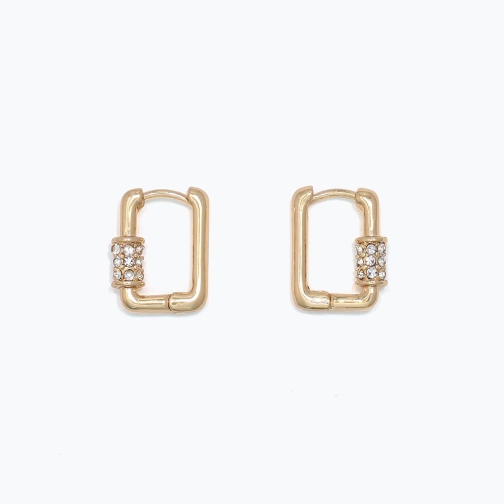EARRINGS - GOLD HUGGIES WITH CRYSTALS