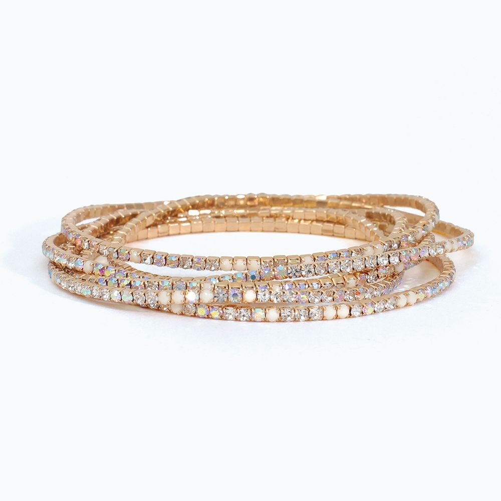 BRACELET - SIX STRANDS AB CRYSTALS
