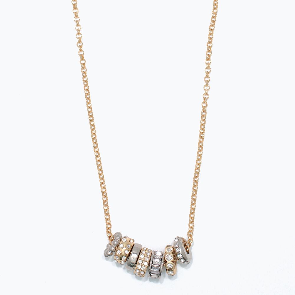 NECKLACE - TWO TONE CRYSTAL RINGS