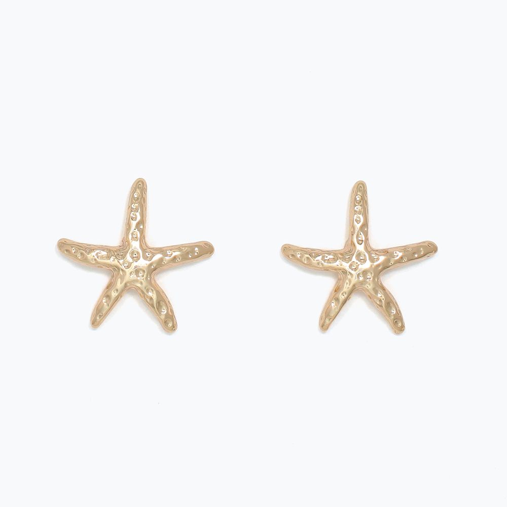 EARRINGS - HAMMERED GOLD STARFISH