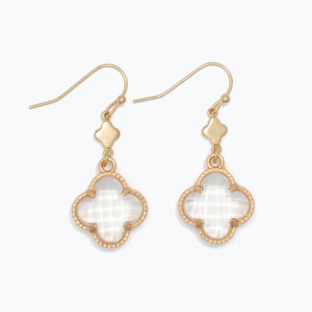 EARRINGS - GOLD CRYSTAL CLOVER DROPS