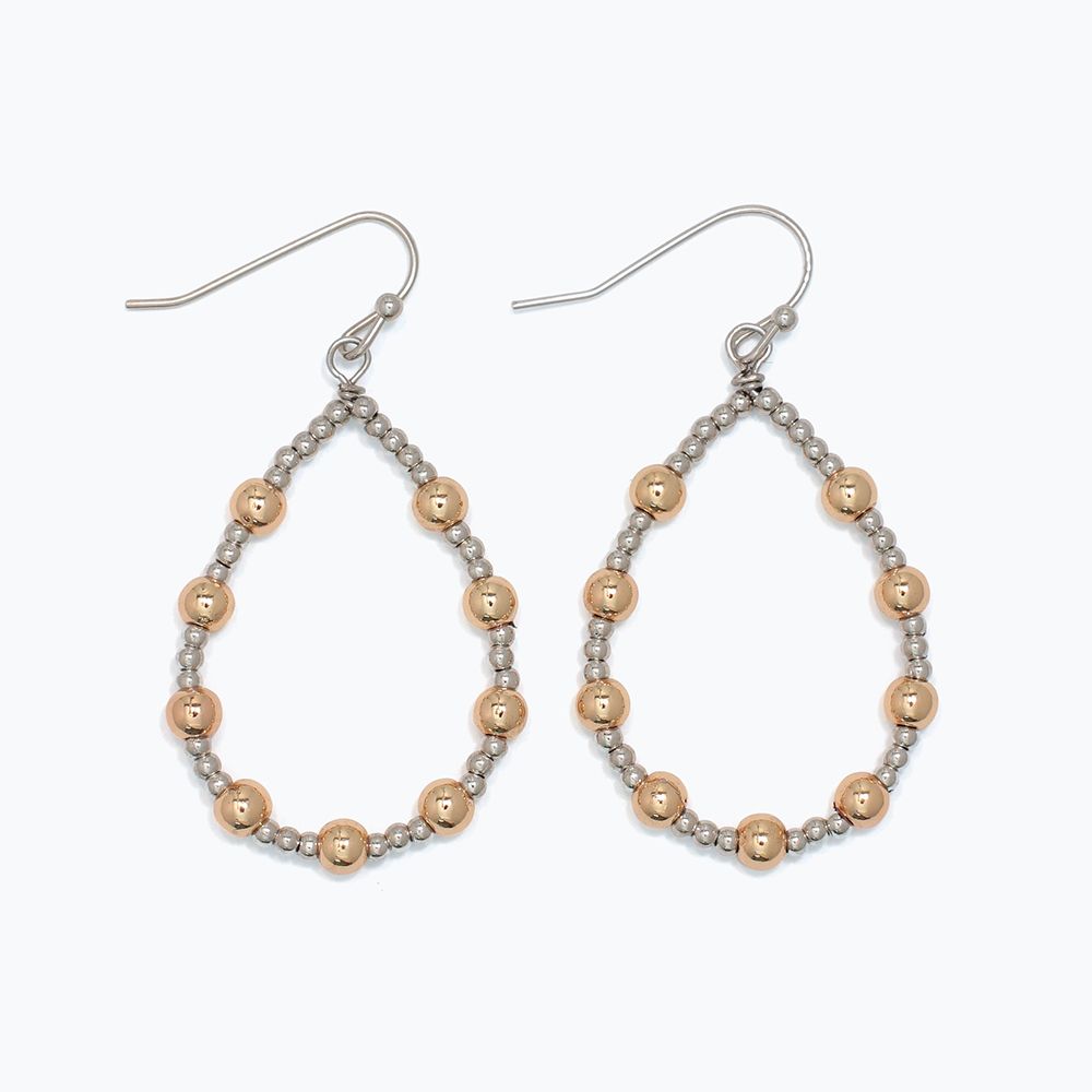 EARRINGS - SILVER AND GOLD BEADED DROPS