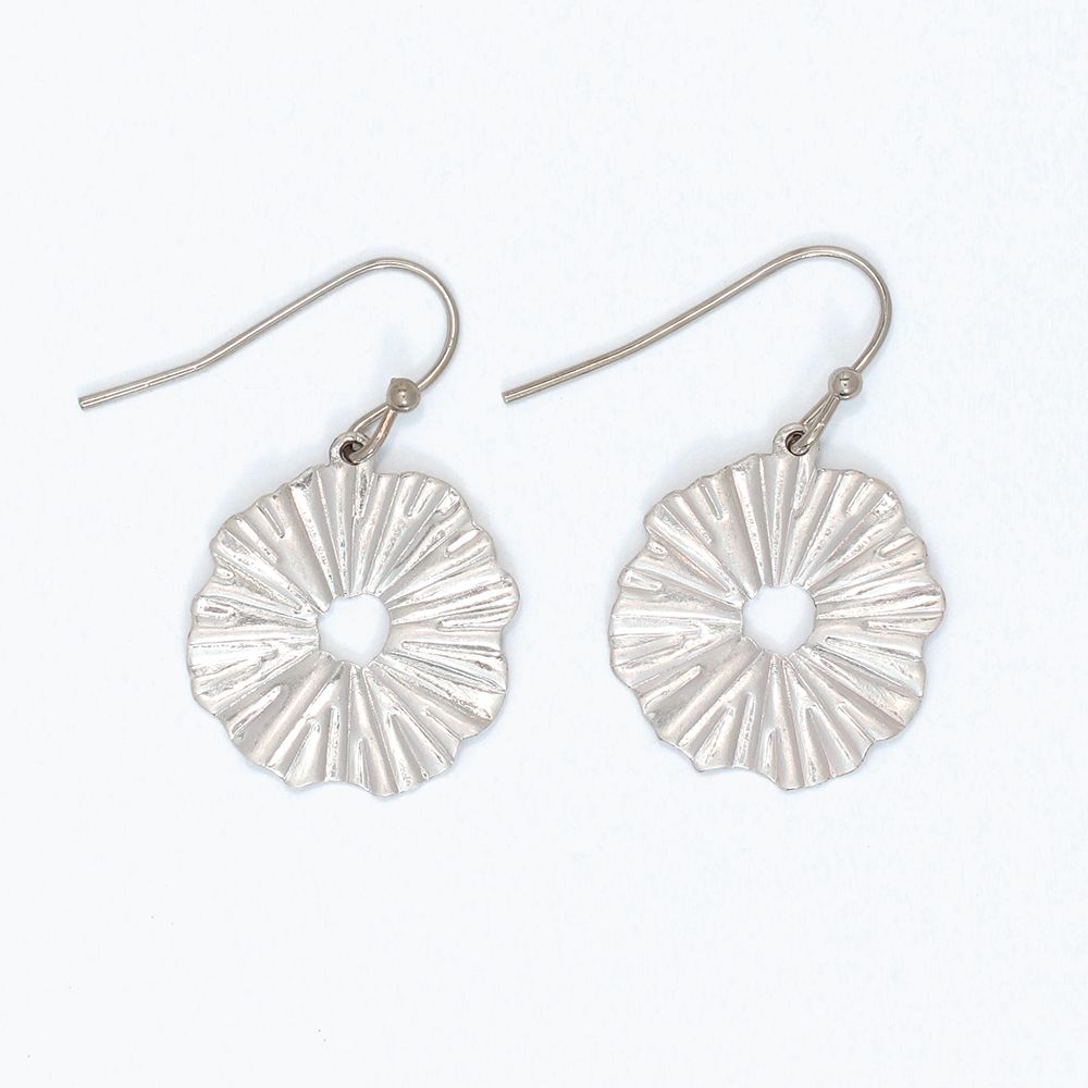 EARRINGS - TEXTURED SILVER DISCS