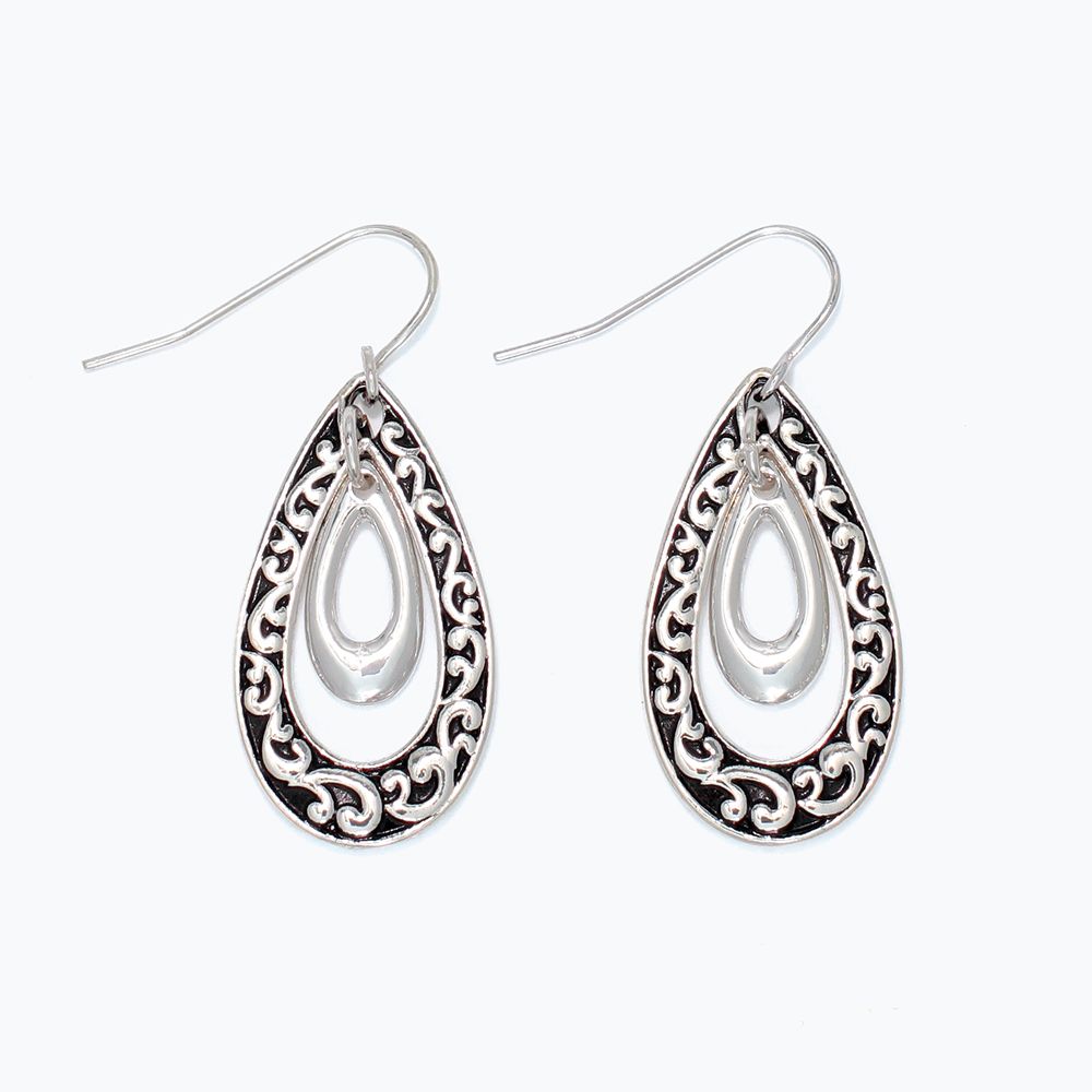 EARRINGS - SILVER SCROLL TEARDROPS