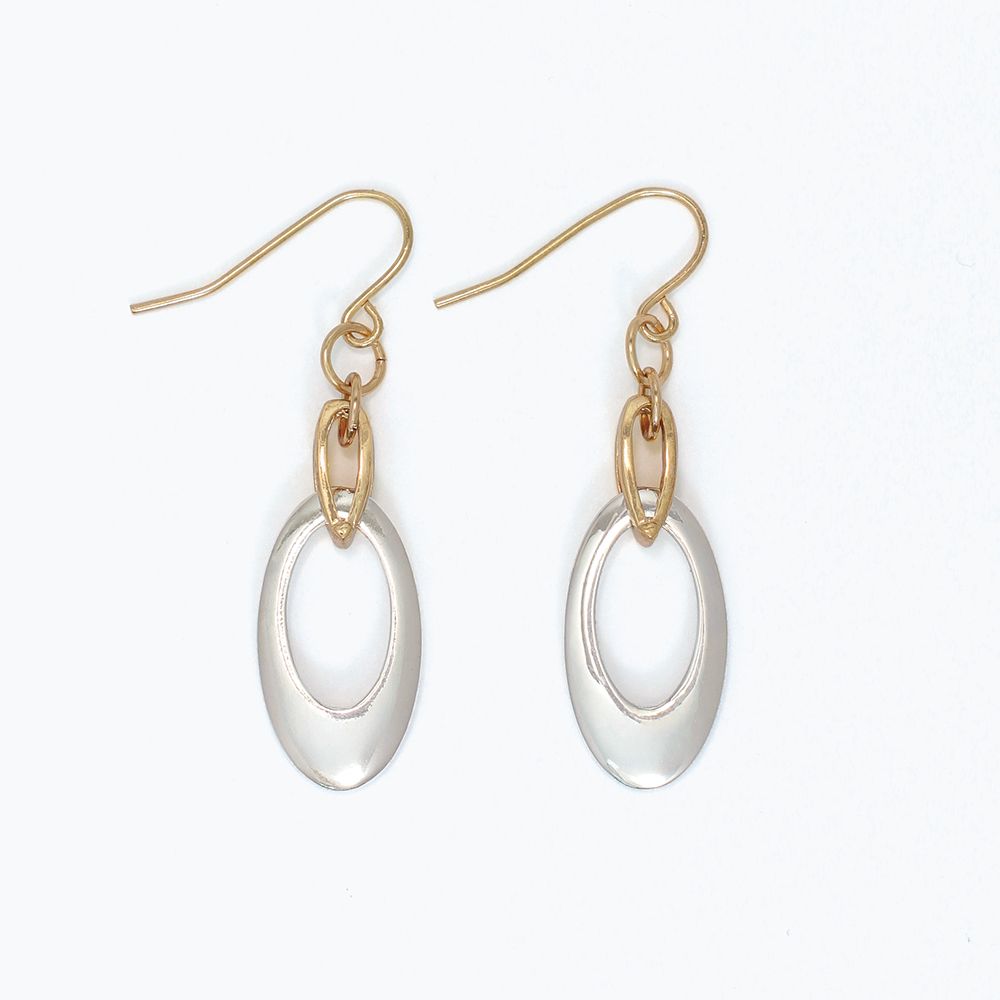 EARRINGS - TWOTONE OPEN DROPS