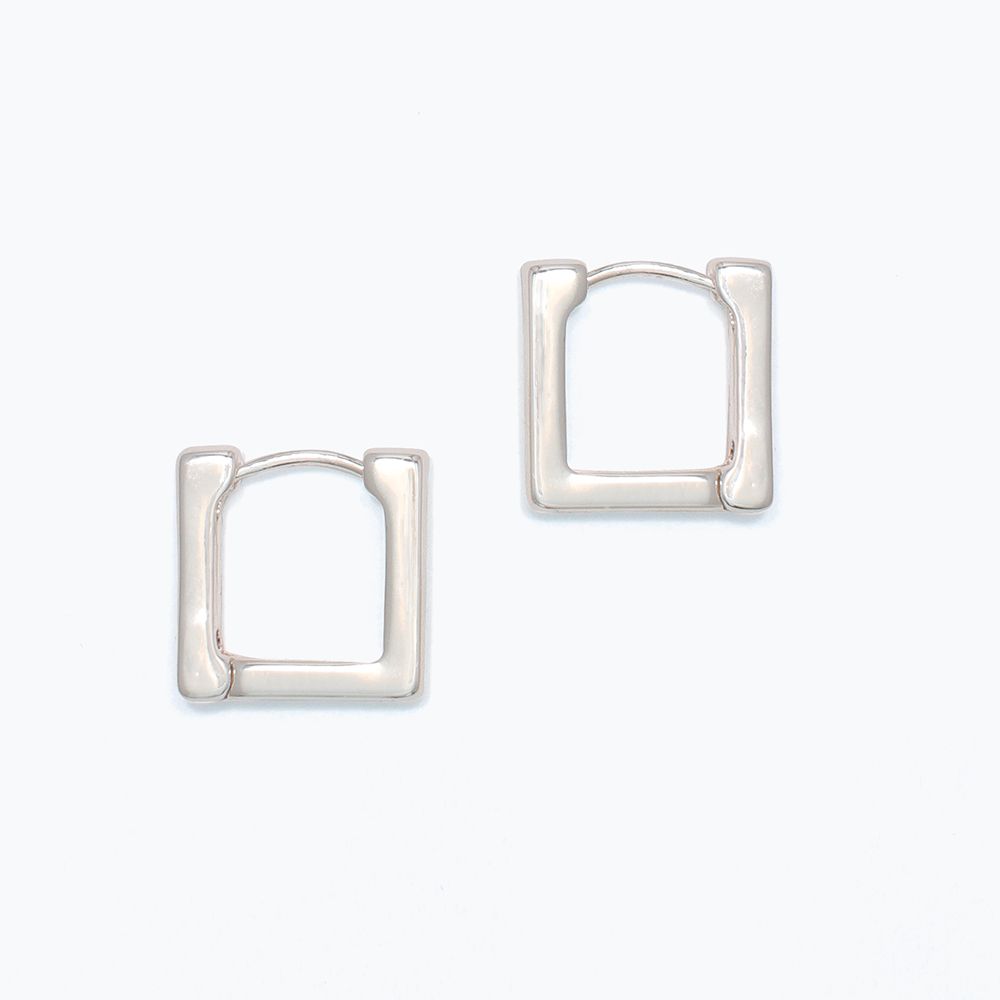 EARRINGS - SILVER SQUARE HOOP