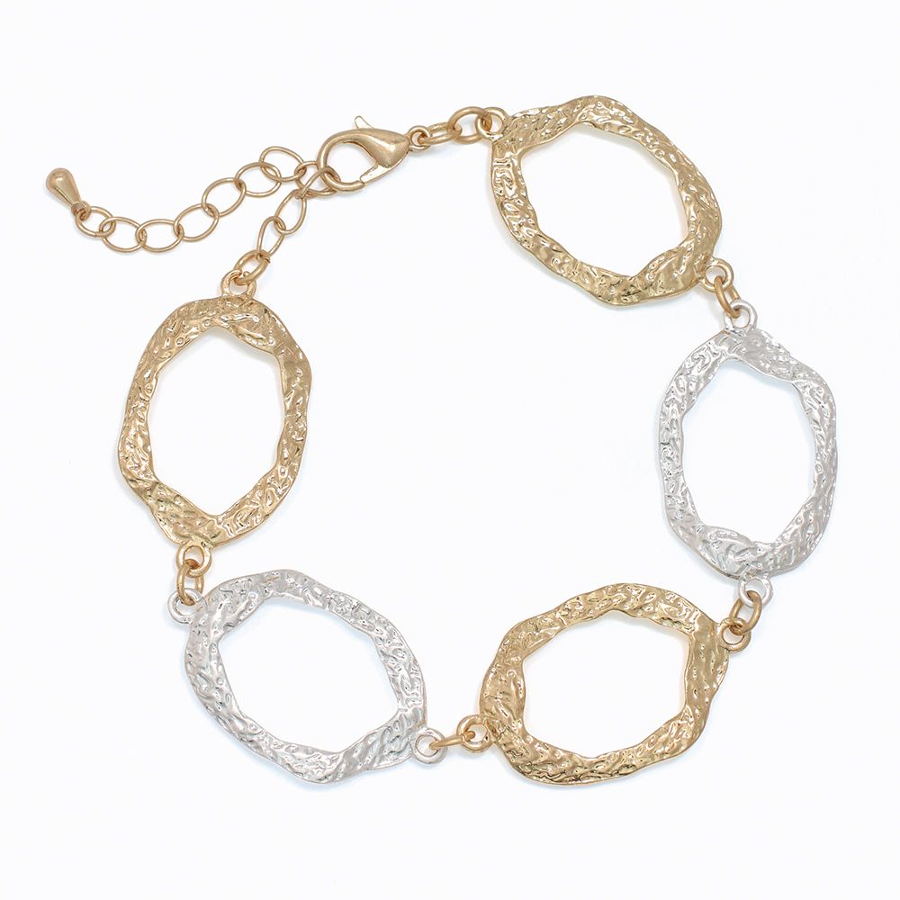 BRACELET - HAMMERED OPEN TWOTONE