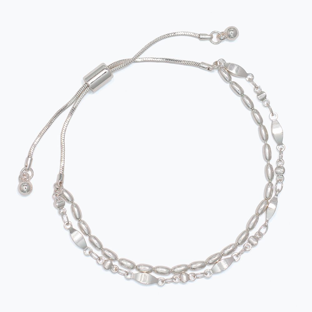 BRACELET - 2 STRAND UNIQUE SILVER CHAIN