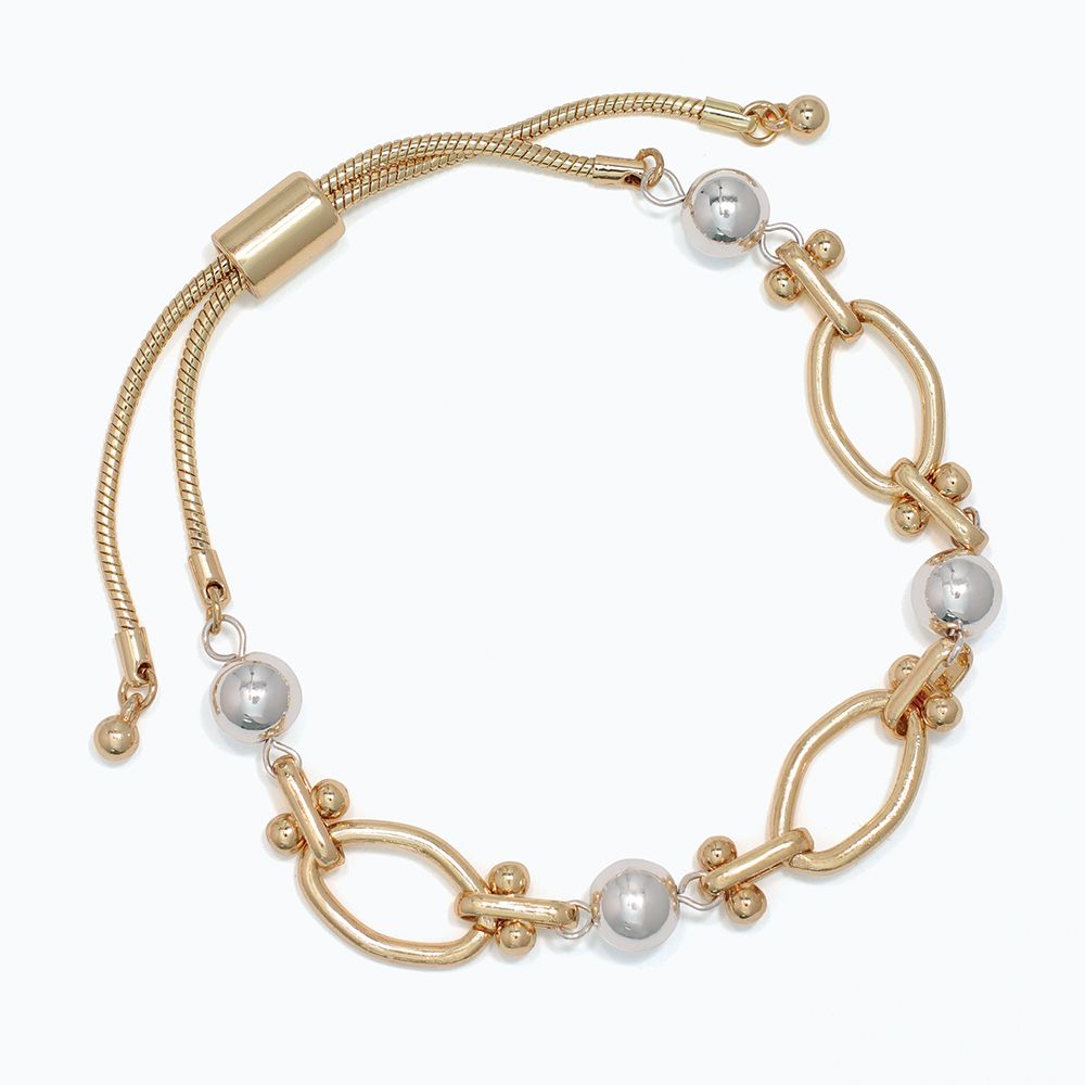 BRACELET - GOLD LINKS WITH SILVER BEA