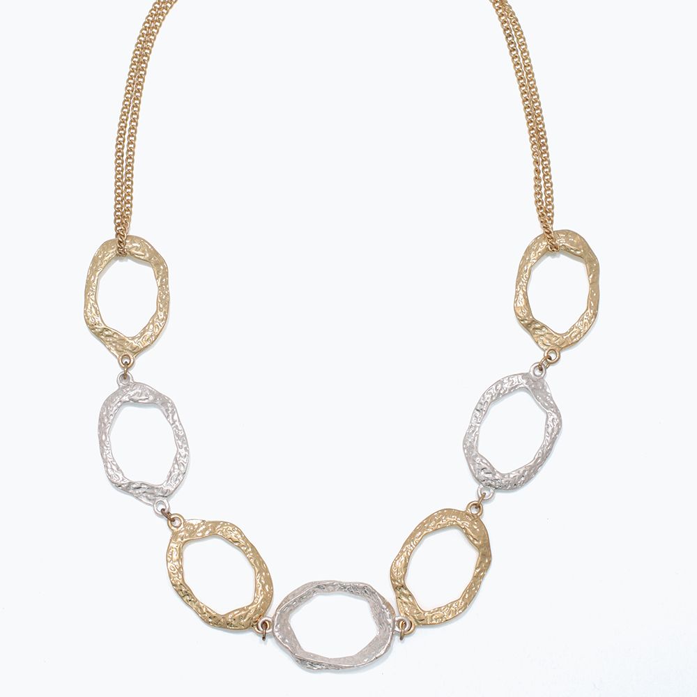 NECKLACE - HAMMERED TWOTONE CIRCLES