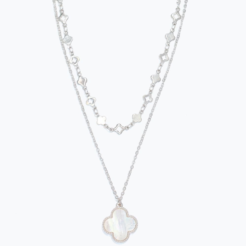 NECKLACE - DOUBLE WHITE CLOVER