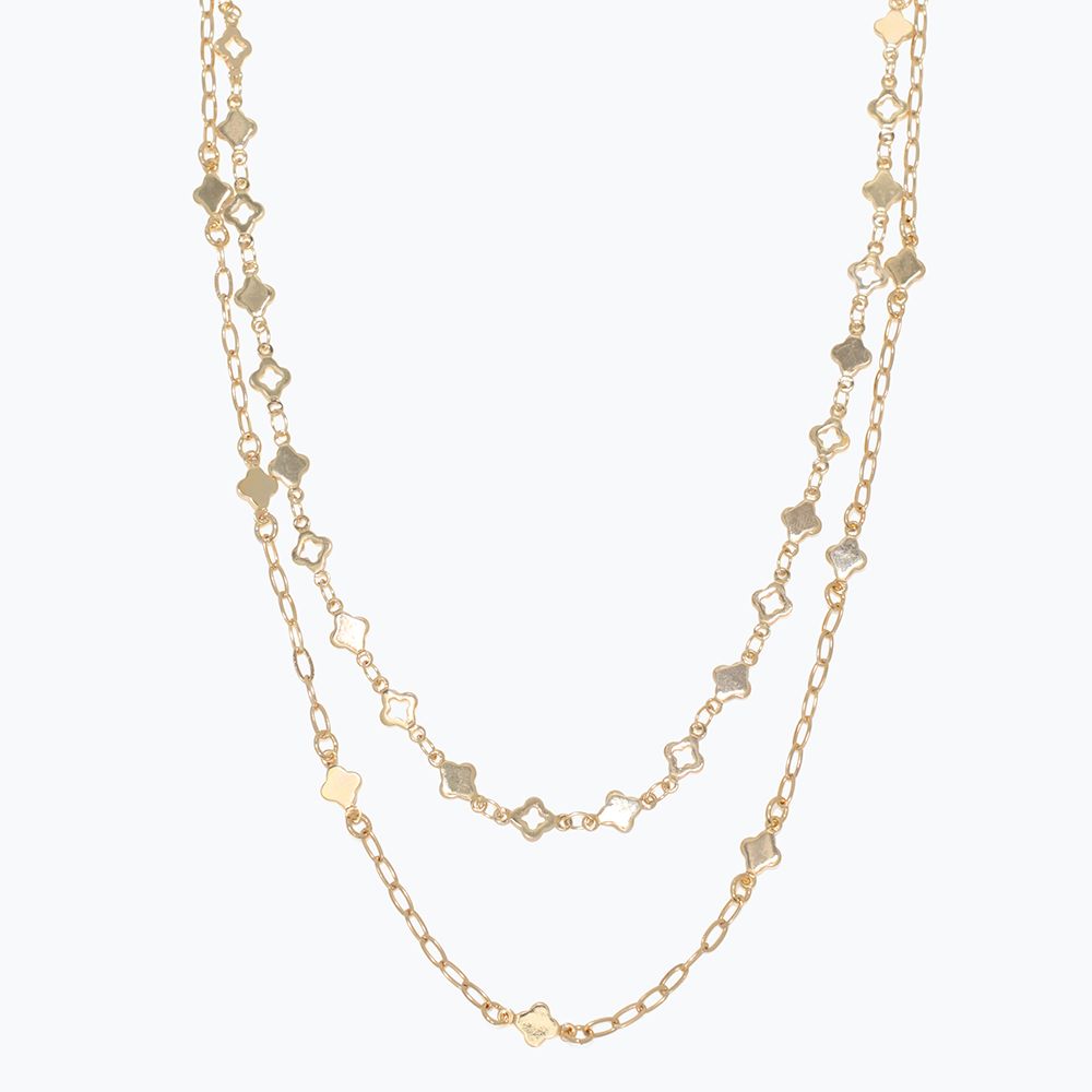 NECKLACE - LAYERED GOLD CLOVER CHAINS