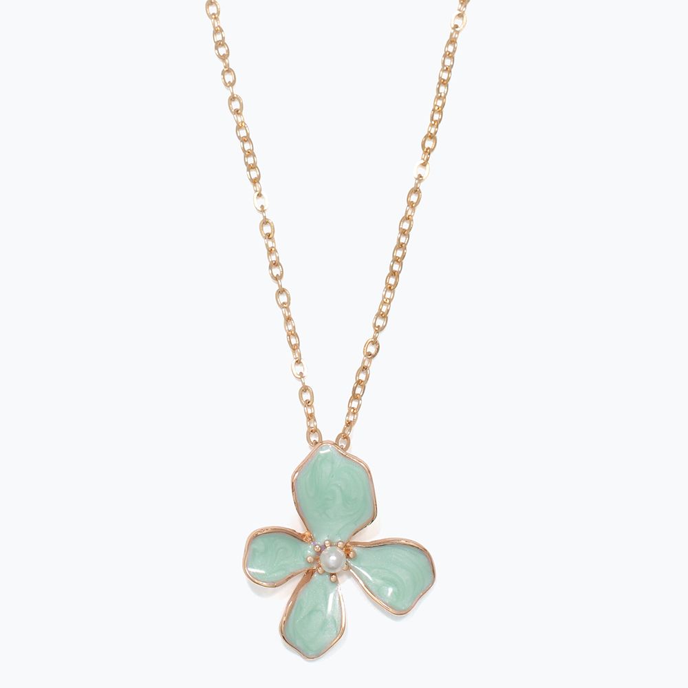 NECKLACE - MINT ENAMELLED FLOWER