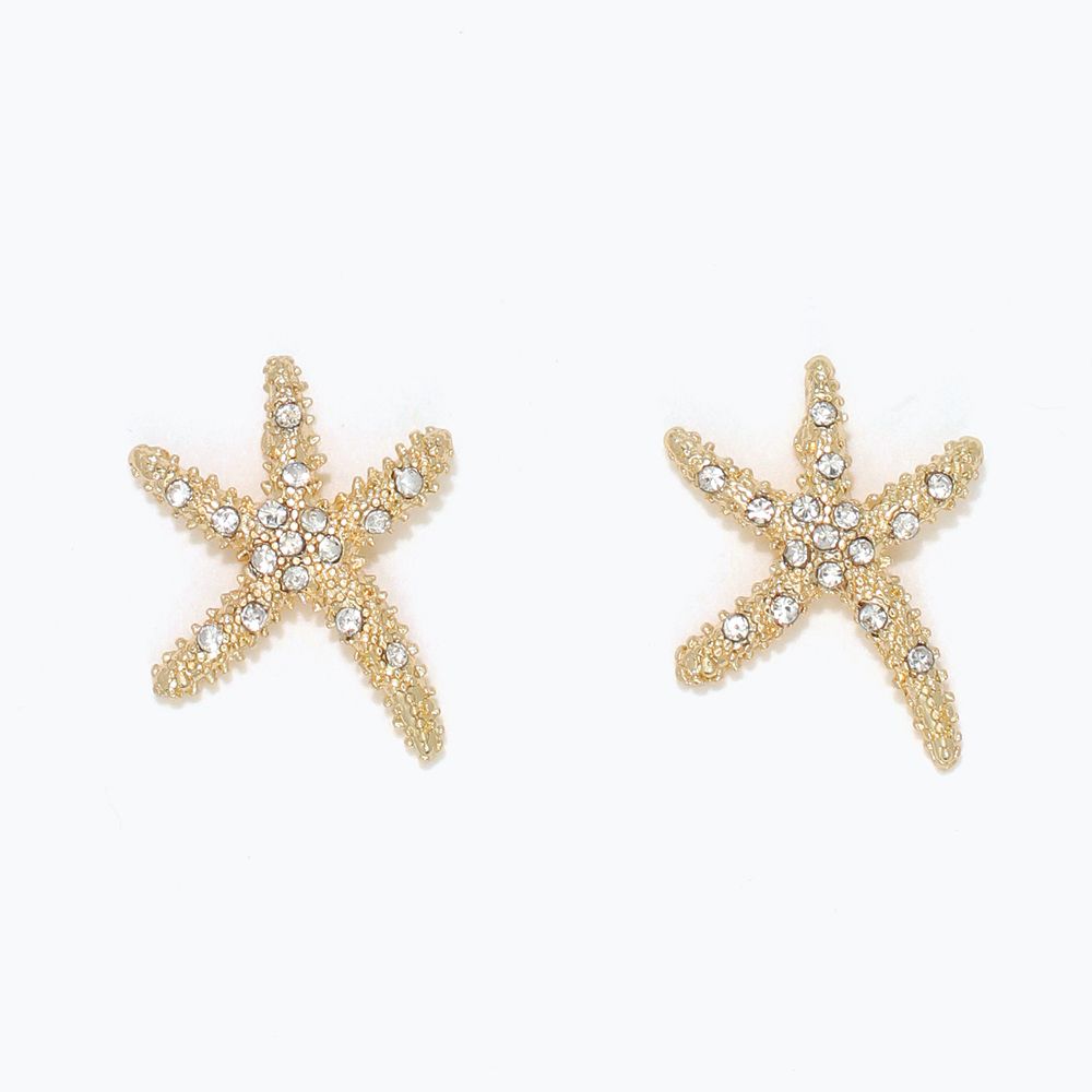 EARRINGS - CRYSTAL STUDDED GLD STARFI