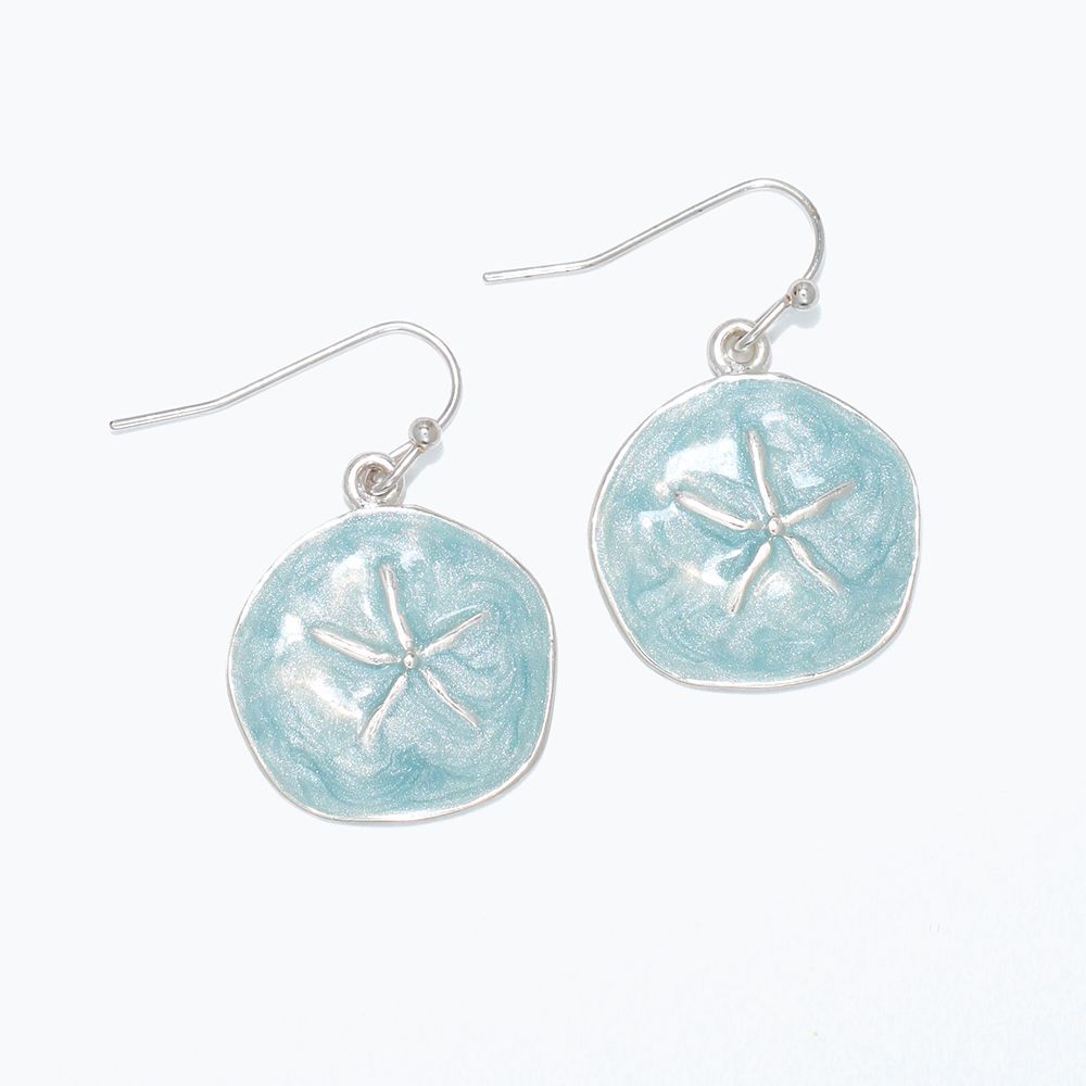 EARRINGS - AQUA SWIRL WITH SILVER STARFI