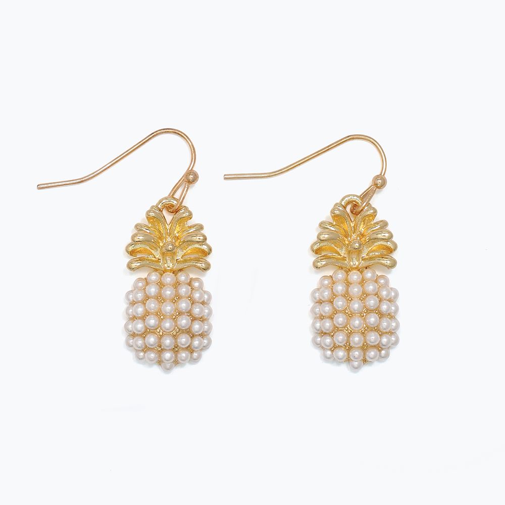 EARRINGS - GOLD PINEAPPLE WITH PEARLS