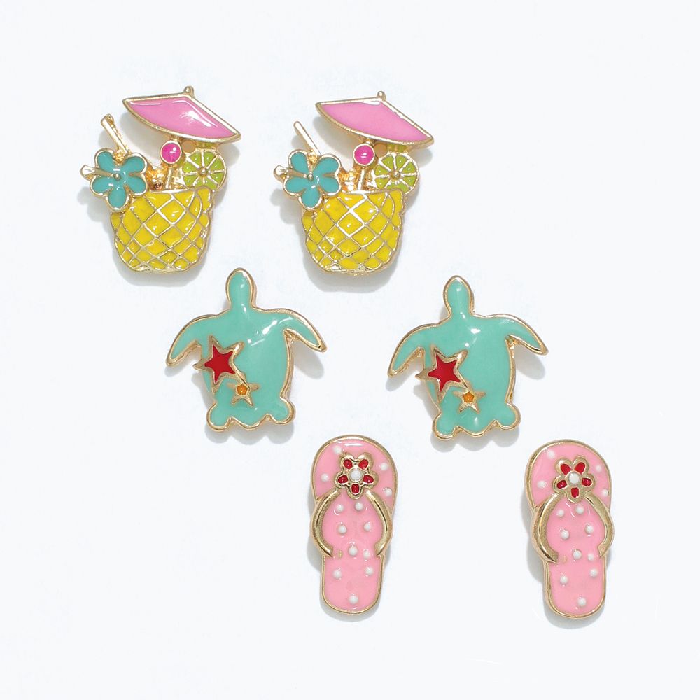 EARRINGS - COCKTAIL TURTLE FLIPFLOP