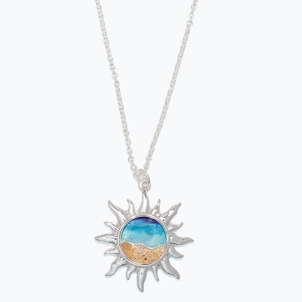 NECKLACE - SILVER SUN WITH BEACH SCEN