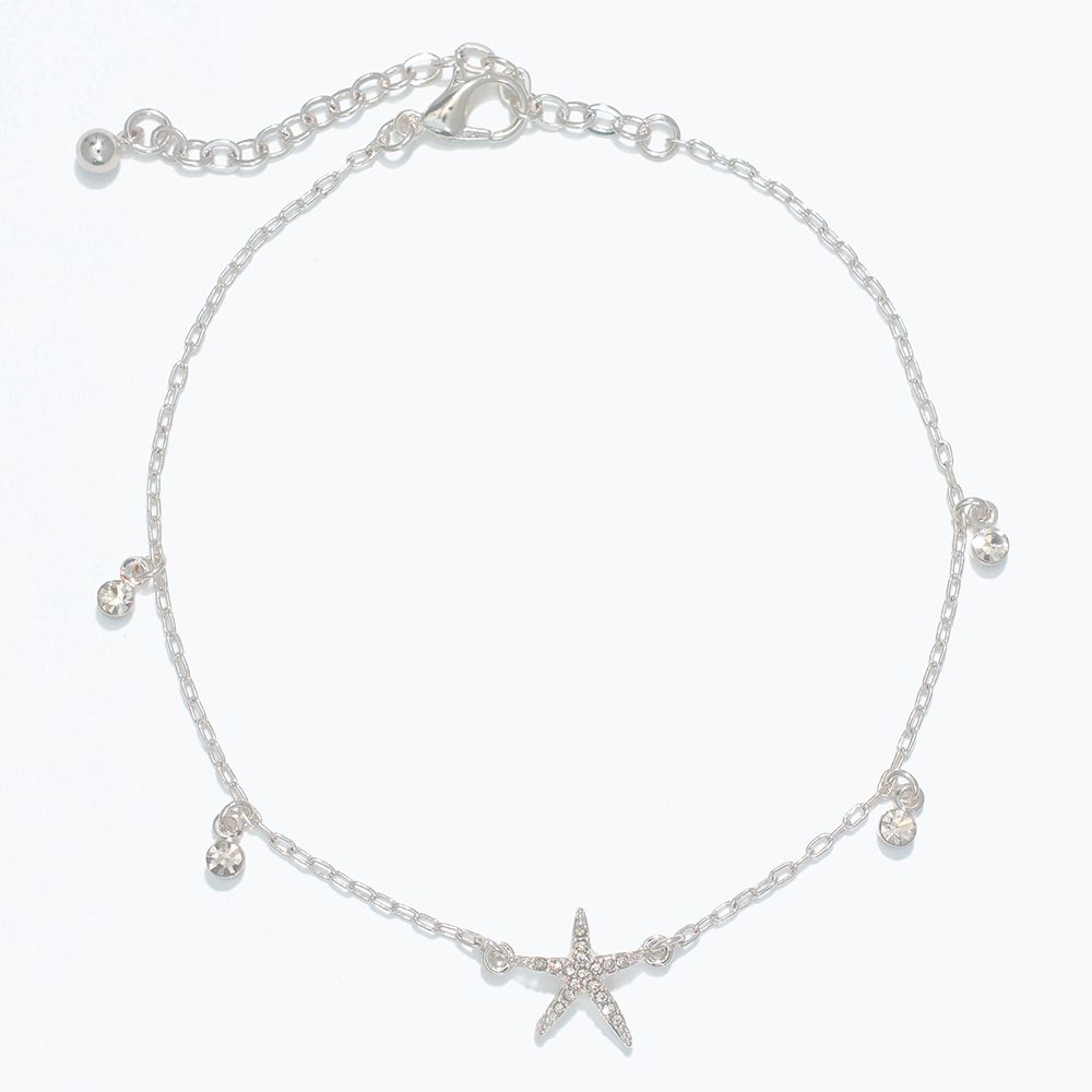 ANKLET - SILVER STARFISH WITH CRYSTALS