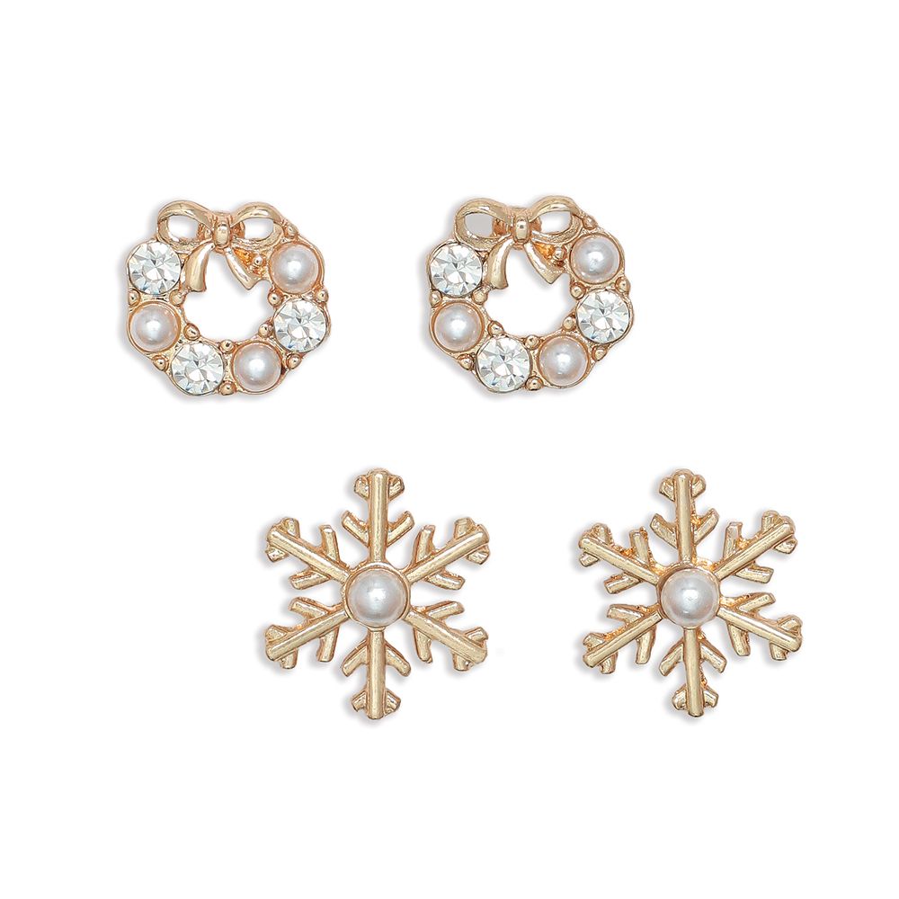 EARRINGS - DUO WREATH &amp; SNOWFLAKE