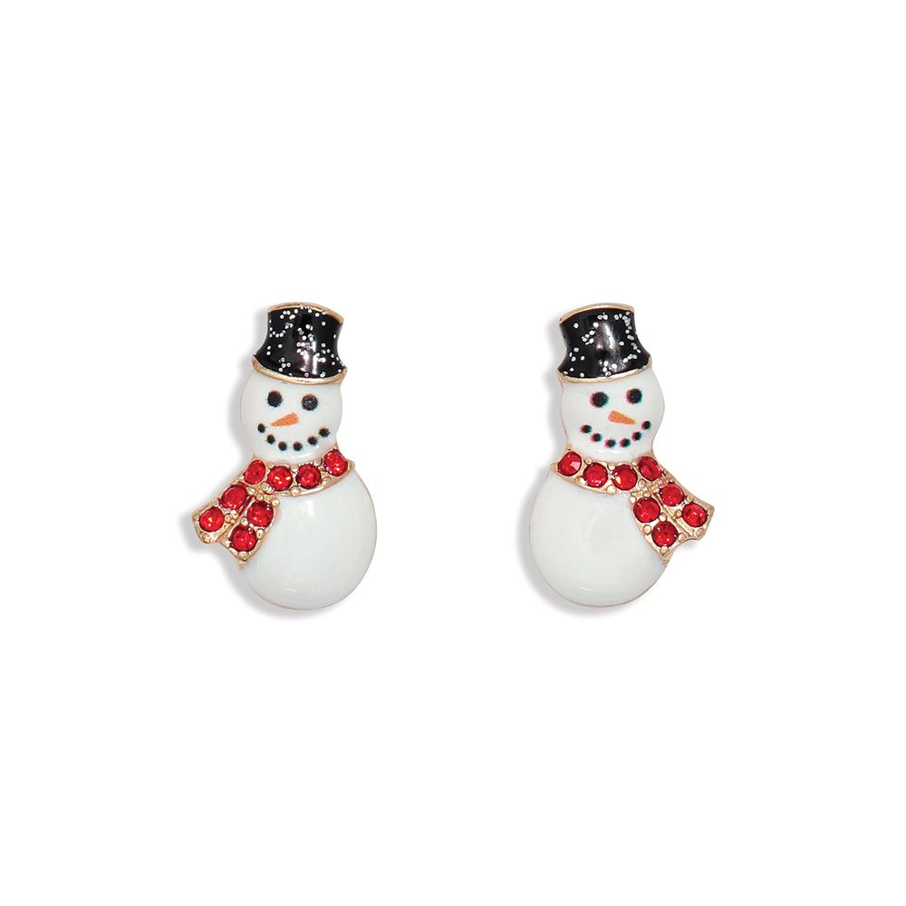 EARRINGS - SNOWMAN WITH RED CRYSTALS