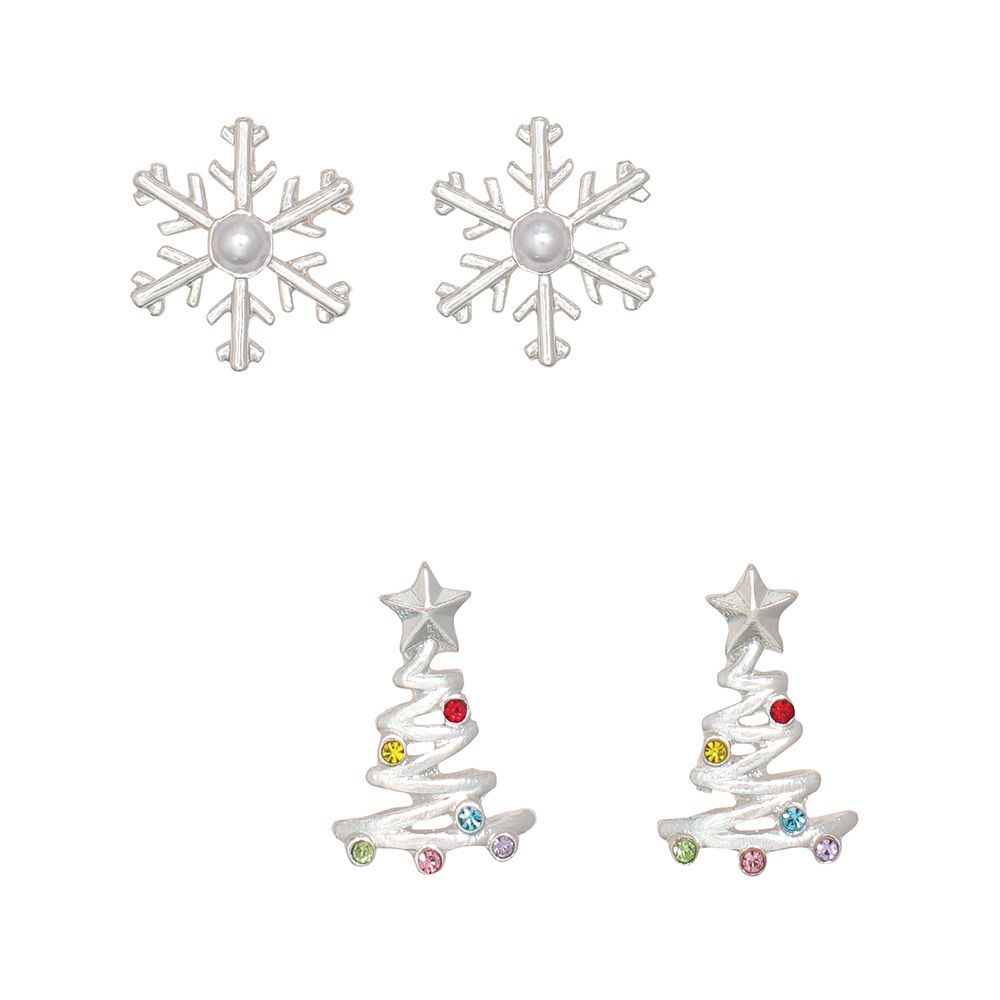 EARRINGS - DUO SILVER SNOWFLAKE &amp; TRE