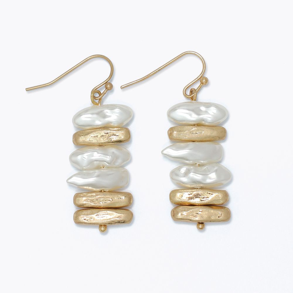 EARRINGS - GOLD &amp; PEARL NUGGETS
