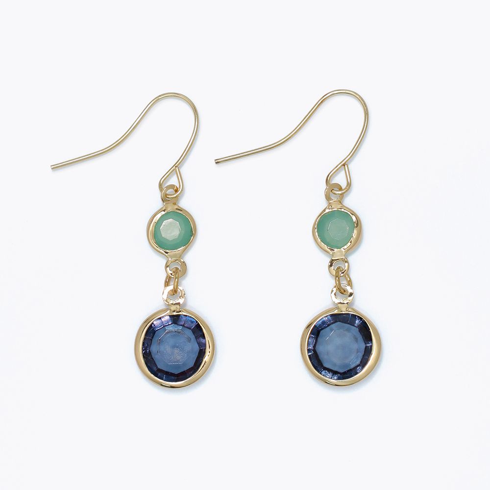 EARRINGS - BLUE AND MINT CRYSTAL DANGLE