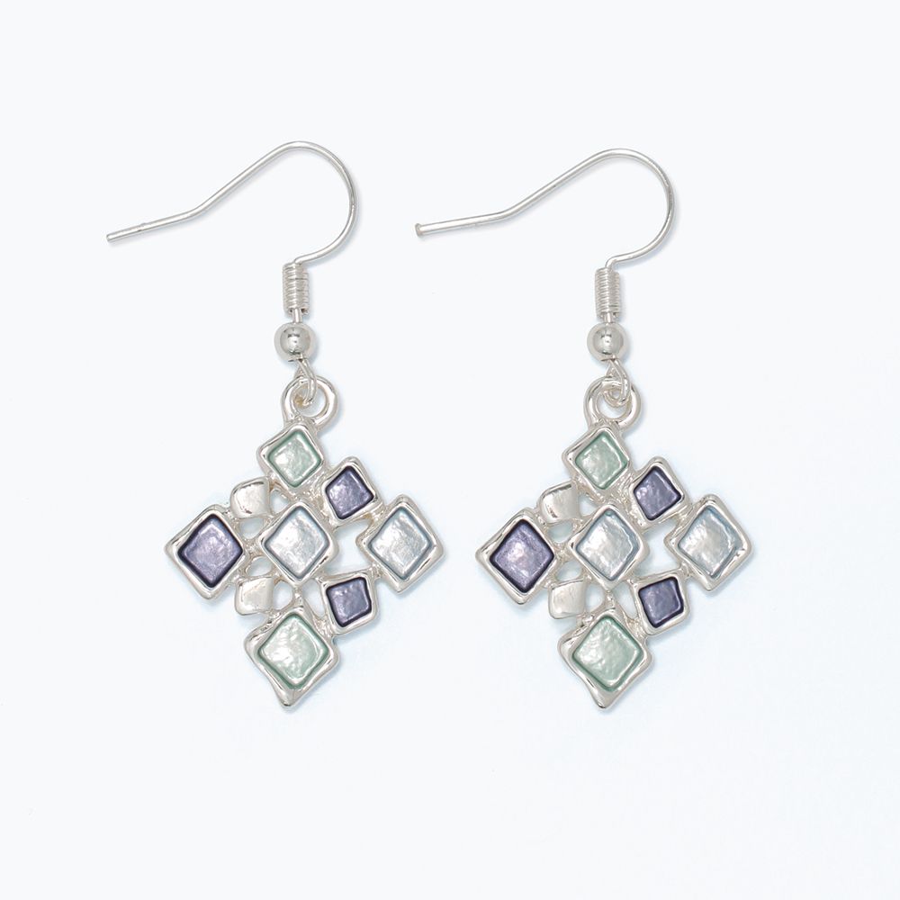 EARRINGS - SOFT BLUE ENAMEL ON SILVER