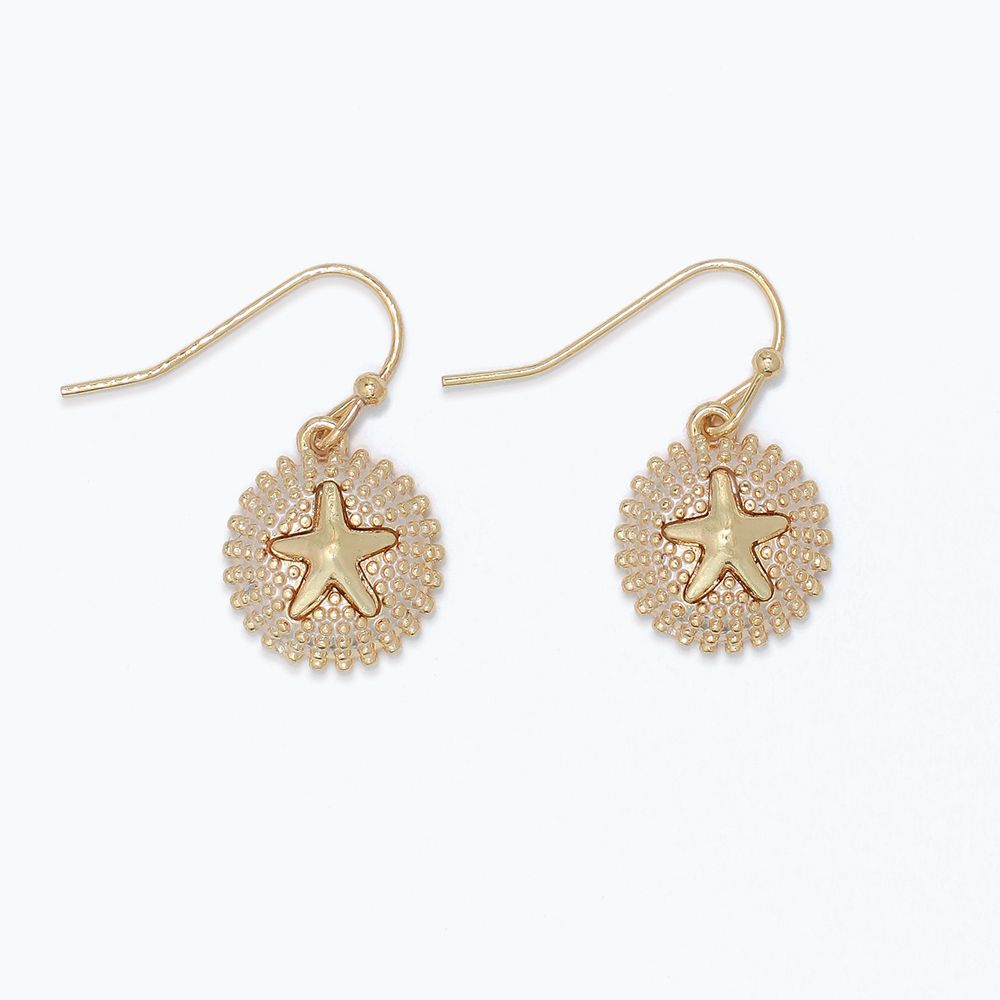 EARRINGS - GOLD SEA URCHIN &amp; STARFISH