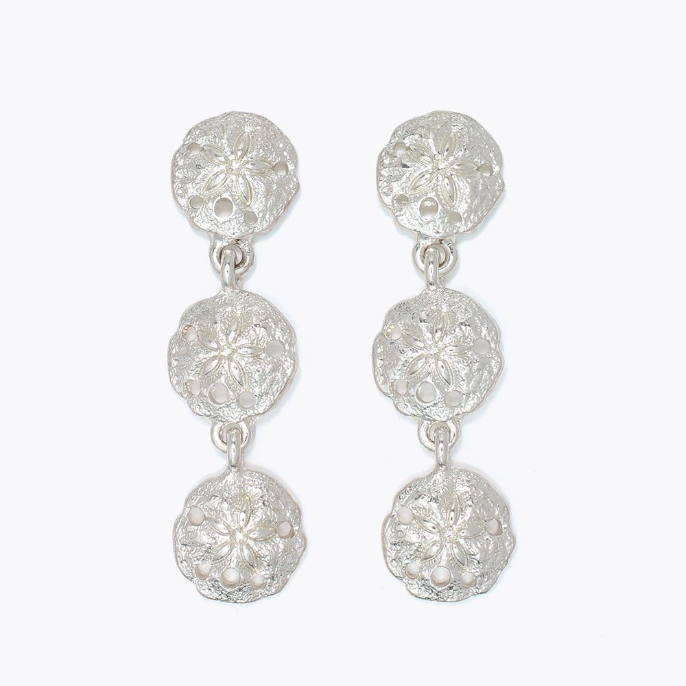 EARRINGS - TEXTURED SILVER SAND DOLLA
