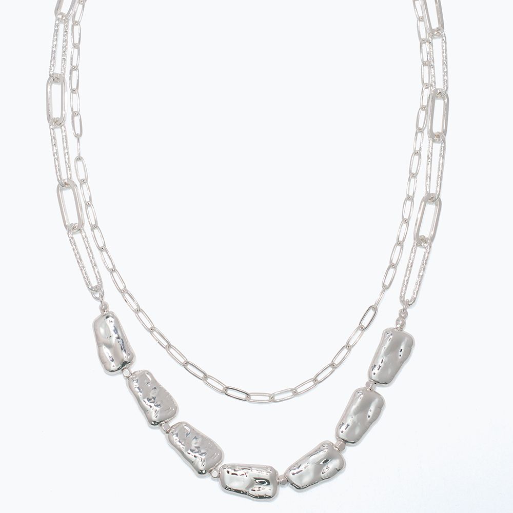 NECKLACE - LINKED HAMMERED SILVER