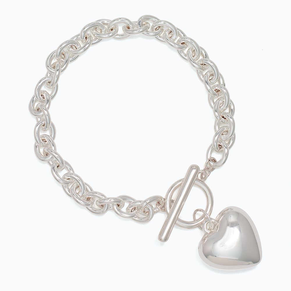BRACELET - SILVER CHAIN WITH HEART CHARM