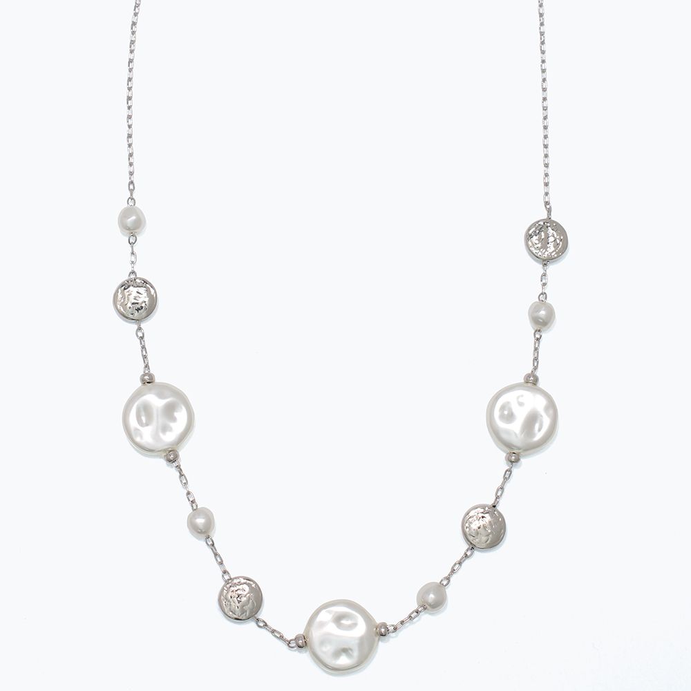 NECKLACE - SILVER AND PEARL MEDALLION