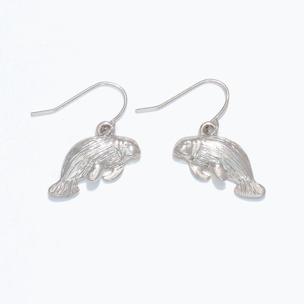 EARRINGS - SILVER TEXTURED MANATEE