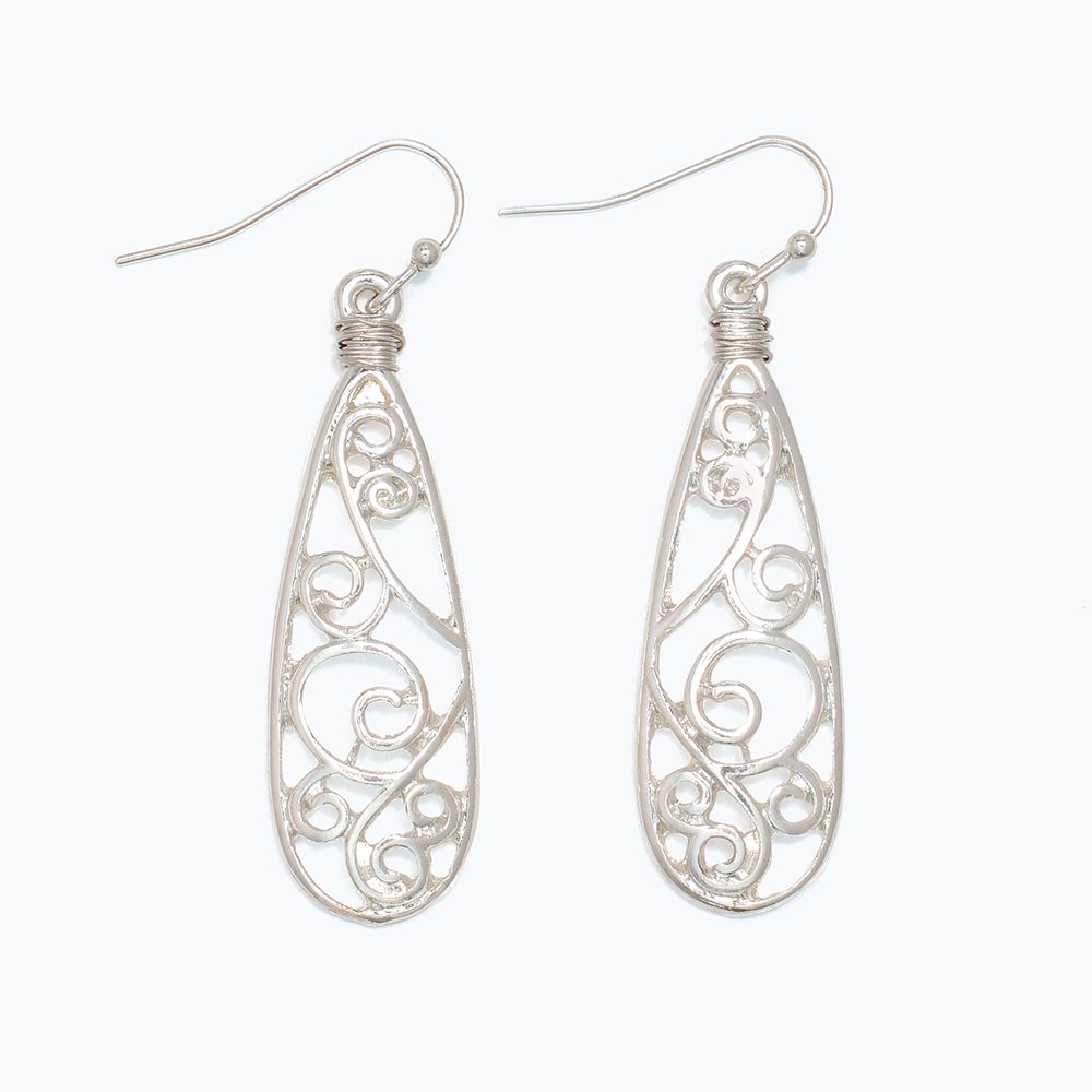 EARRINGS - SILVER FILIGREE CUTOUTS
