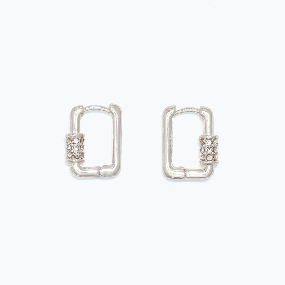 EARRINGS - SILVER HUGGIES WITH CRYSTA