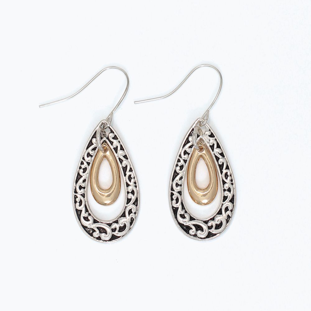EARRINGS - FILIGREE DROP WITH GOLD