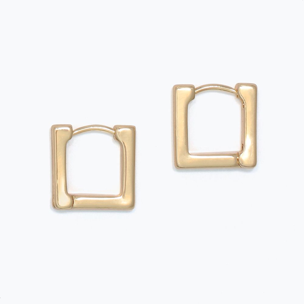 EARRINGS - GOLD SQUARE HOOPS